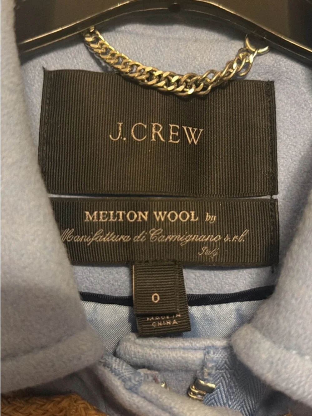 J. Crew Light Blue Toggle Peacoat with Leather Trim - Picture 2 of 5